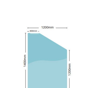 raked glass panel